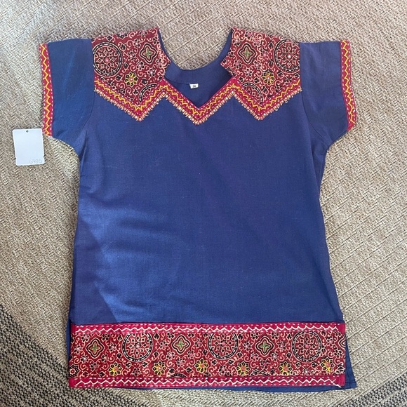 Handmade Other - vintage artisanal kurti w/ mirror work embroidery short sleeve adult petite kid